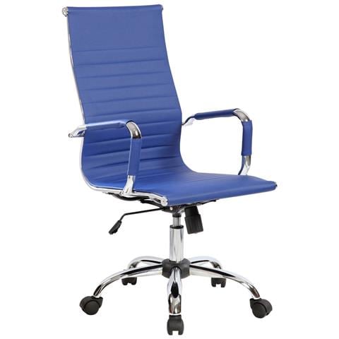 Sedia Con Ruote Attilia, Poltrona Direzionale Con Braccioli, Sedia Ergonomica Da Ufficio, Blu, 63x54h106/116 Cm - Foto 6