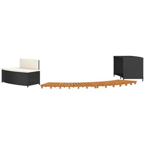 Bordo Per Spa Nero In Polyrattan E Legno Massello Di Acacia - Foto 1