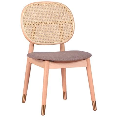 Sedia In Legno Di Faggio E Rattan Naturale Con Cuscino In Cotone - Marsh - Foto 1