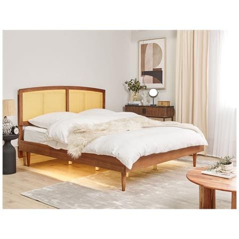 Letto Matrimoniale Legno Chiaro Con Led 180 X 200 Cm Varzy - Foto 1