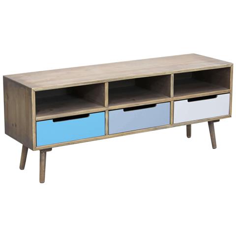 Mobile Porta Tv In Legno Con 3 Ripiani E 3 Cassetti Colorati Breda - Foto 1