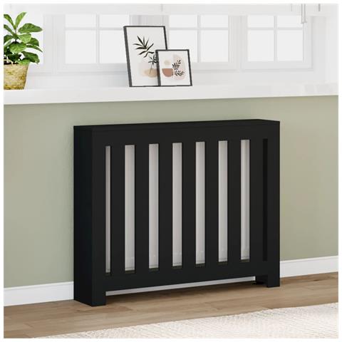 Copertura Termosifone Nera 104x20x82 Cm Legno Multistrato - Foto 1