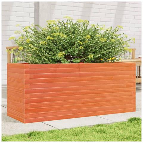 Fioriera Giardino Marrone Cera 110x40x46 Cm Legno Massello Pino - Foto 1