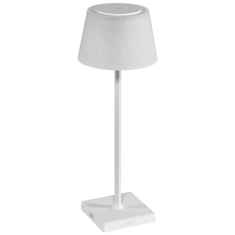 Mrgbi-043830 Margò White Lampada Tavolo Diffusore Plissettato Led 4w 200lm 3000k Dimmer Ricaricabile - Foto 1