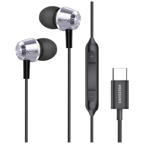 Auricolari Cablati Usb-c Punte In Metallo Microfono Integrato, Nero / Argento - Foto 1