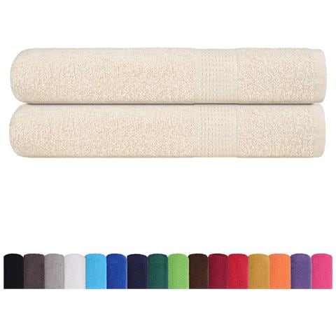 Asciugamani 2 Pz Crema 100x200 Cm 360 G /m 100% Cotone - Foto 2