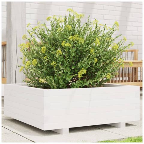 Fioriera da Giardino Bianca 70x70x26,5cm Legno Massello di Pino - Foto 2