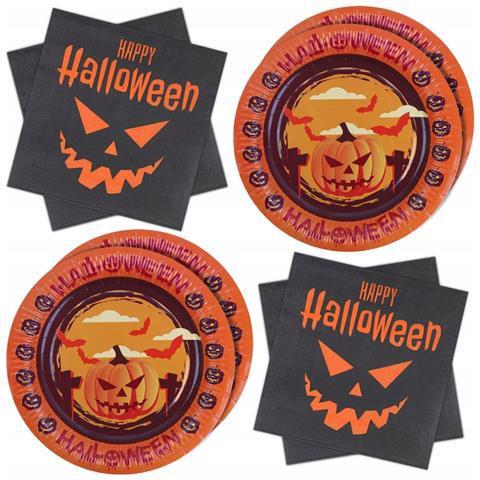 Set Di Piatti E Serviette Monouso Per Halloween - 20 Pezzi Per Festeggiare! - Foto 1