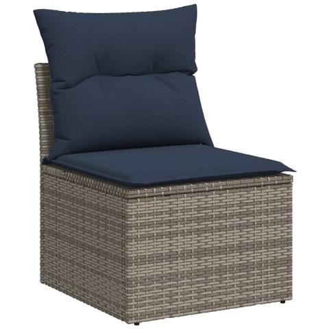Set Divani Da Giardino 7 Pz Con Cuscini Grigio In Polyrattan - Foto 3