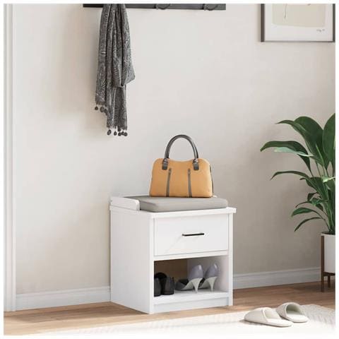 Panca Da Corridoio Sandnes Bianca 45x40x50 Cm In Legno Di Pino - Foto 3