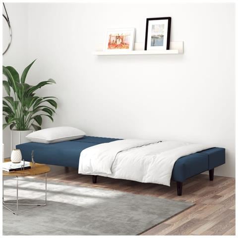 Lusso Casadino -  Divano Letto A 2 Posti Blu In Velluto - Foto 2