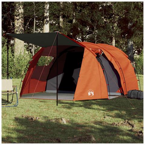 Tenda da Campeggio a Tunnel per 4 Persone Grigio e Arancione - Foto 1