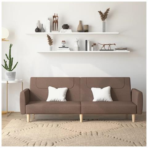 Divano Letto a 2 Posti Tortora in Tessuto - Foto 2