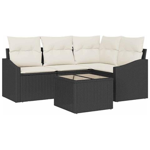 Set da pranzo da giardino a 4 pezzi con cuscini in polyrattan marrone - Foto 1