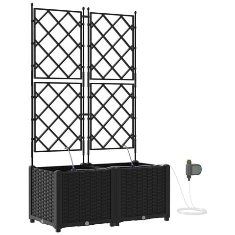 Fioriere da Giardino con Sistema di Irrigazione 2 pz Nero - Foto 1