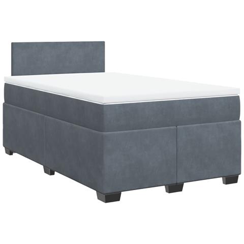 Giroletto a Molle con Materasso Grigio Scuro 120x190 cm Velluto - Foto 1