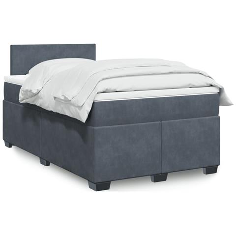 Giroletto a Molle con Materasso Grigio Scuro 120x190 cm Velluto - Foto 2