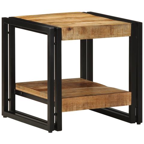 Tavolino da caffè 40x50x38 cm in legno massello grezzo di mango - Foto 2