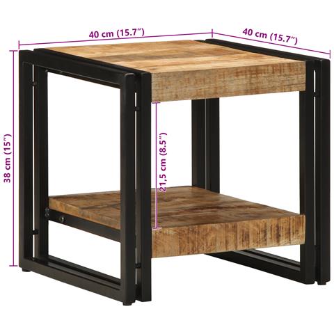 Tavolino da caffè 40x50x38 cm in legno massello grezzo di mango - Foto 9