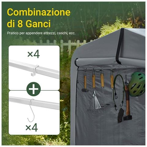 Capanno Da Giardino Impermeabile Grigio Per Auto, Moto E Biciclette - Foto 2