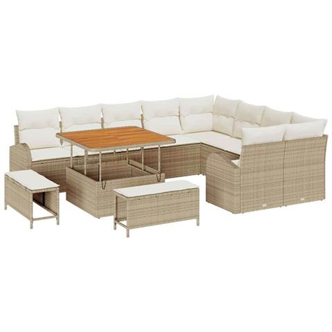 Set Divano da Giardino 12 pcs Beige e Crema 100 x 100 x 71 cm - Foto 1