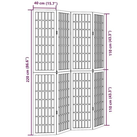 Divisorio Ambienti 4 Pannelli Nero Legno Massello di Paulownia - Foto 8