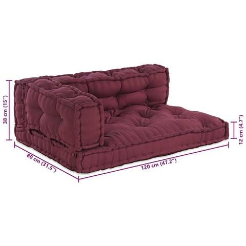Cuscino per Divano Pallet 3 pcs Bordeaux Tessuto - Foto 8