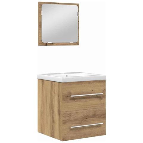 Set di mobili per il bagno 2 pcs Rovere nero 41 x 38.5 x 48 cm - Foto 1