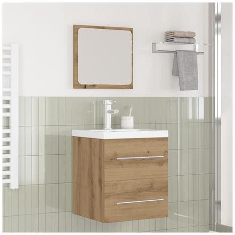 Set di mobili per il bagno 2 pcs Rovere nero 41 x 38.5 x 48 cm - Foto 2