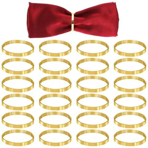 Anelli Per Tovaglioli Dorati A Cerchio Piatto - Set Da 25, Portatovaglioli In Lega Di Zinco Per San Valentino, Feste E Decorazioni Per Tavoli Da Matrimonio - Foto 1