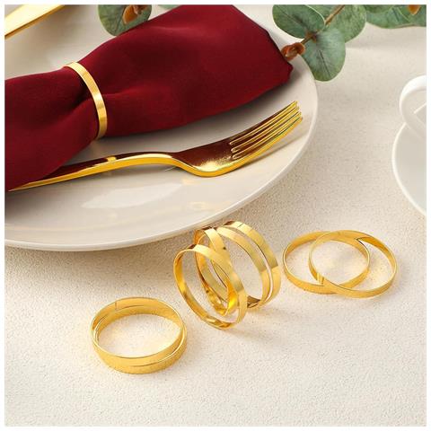 Anelli Per Tovaglioli Dorati A Cerchio Piatto - Set Da 25, Portatovaglioli In Lega Di Zinco Per San Valentino, Feste E Decorazioni Per Tavoli Da Matrimonio - Foto 5