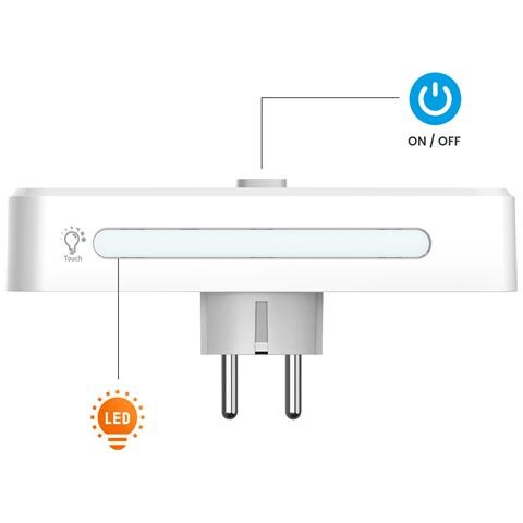Caricabatteria Multipresa Doppia Spina Ue Uscite Usb 3.0 E Usb-c 20w Led Integrato, Bianco - Foto 2