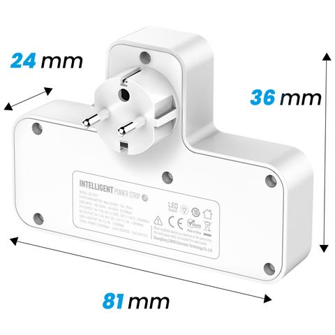 Caricabatteria Multipresa Doppia Spina Ue Uscite Usb 3.0 E Usb-c 20w Led Integrato, Bianco - Foto 5