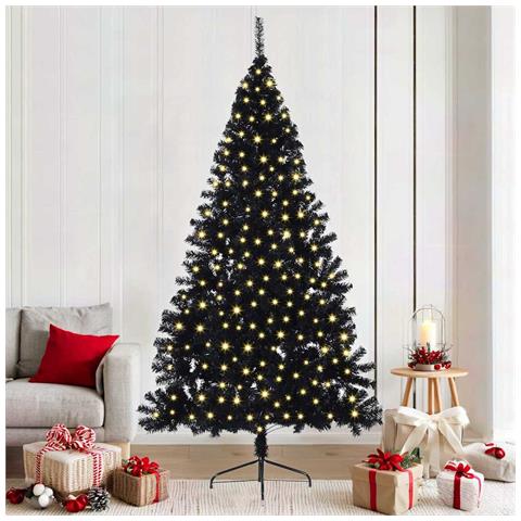 Albero di Natale artificiale con luci integrate Nero 210 cm PVC - Foto 2