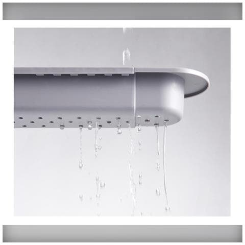 Scolapiatti Estensibile Per Lavello Con Vassoio Di Raccolta E Barra Appendi Accessori Grey - Foto 2