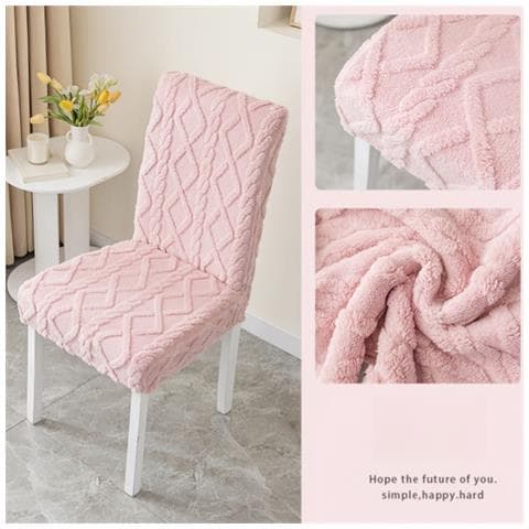 Coprisedia In Peluche Ispessito - Fodera Elasticizzata Per Sedia Da Pranzo All-inclusive Pink - Foto 3