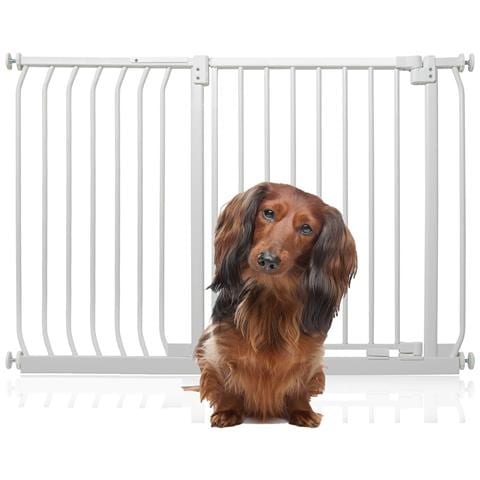 Bettacare Cancelletto Per Cani Elite Con Montaggio A Pressione, 116cm - 125cm, Bianco Opaco - Foto 1