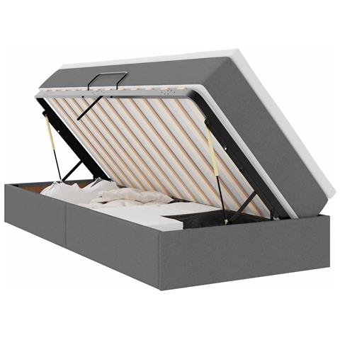 Letto con contenitore e materasso Grigio scuro 100 x 200 cm - Foto 1