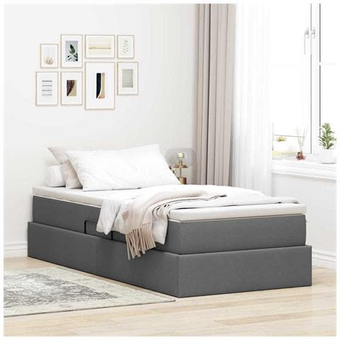 Letto con contenitore e materasso Grigio scuro 100 x 200 cm - Foto 2