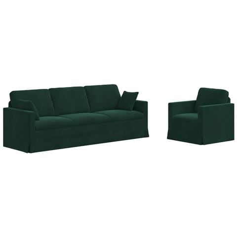 Set di divani 2 pcs Verde Scuro 228 x 78 x 80 cm Velluto - Foto 1