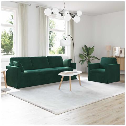 Set di divani 2 pcs Verde Scuro 228 x 78 x 80 cm Velluto - Foto 2