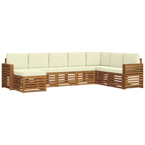 Set divani 8 pcs Naturale e Crema Legno di Acacia Massello - Foto 1