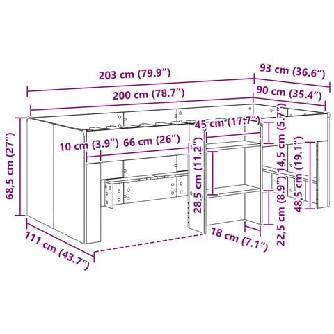 Letto Alto per Bambini 2 pcs Sonoma grigio 90 x 200 cm - Foto 9