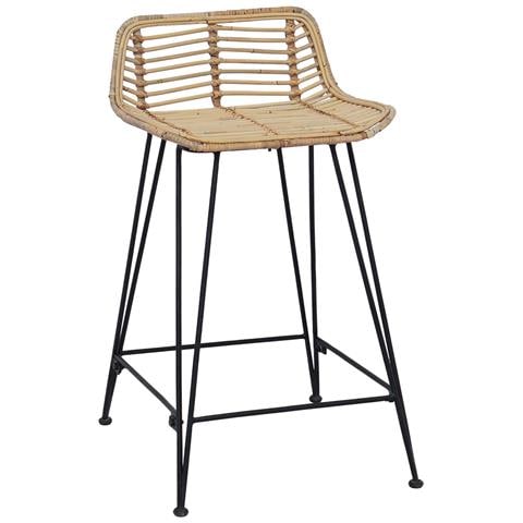 Sgabello da bar 2 pcs Naturale 44 x 45 x 76 cm Rattan e acciaio - Foto 2