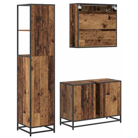 Set di mobili per il bagno con cassetto 3 pcs Legno vecchio - Foto 9
