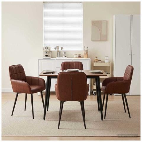 Sedie da pranzo 4 pcs Similpelle Marrone Lucido 57 x 50 x 85 cm - Foto 2