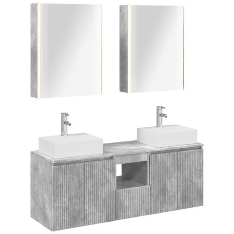 Set di Armadi da Bagno 5 pcs Grigio Cemento - Foto 1
