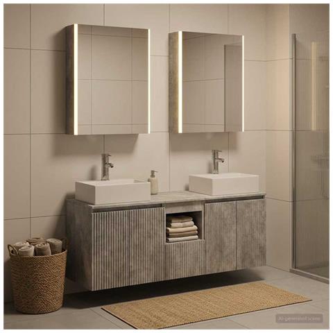Set di Armadi da Bagno 5 pcs Grigio Cemento - Foto 2