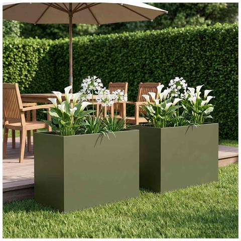 Vaso da giardino 2 pz Verde Oliva 60 x 40 x 50 cm - Foto 2