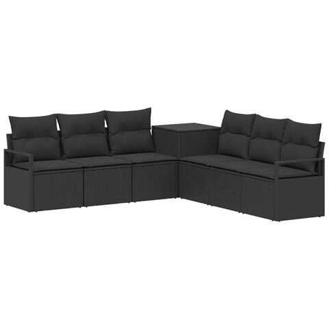 Set di divani 7 pz Nero Rattan sintetico e Acciaio - Foto 1